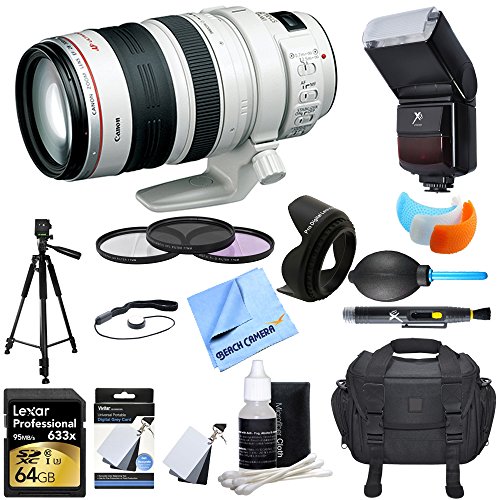 0841434137760 - CANON (9322A002) EF 28-300MM IS L USM LENS W/ ULTIMATE ACCESSORY BUNDLE INCLUDES LENS, 64GB SDXC MEMORY CARD, FLASH, FLASH COVER, TRIPOD, 77MM FILTER KIT, LENS HOOD, BAG, CLEANING KIT, BLOWER & MORE