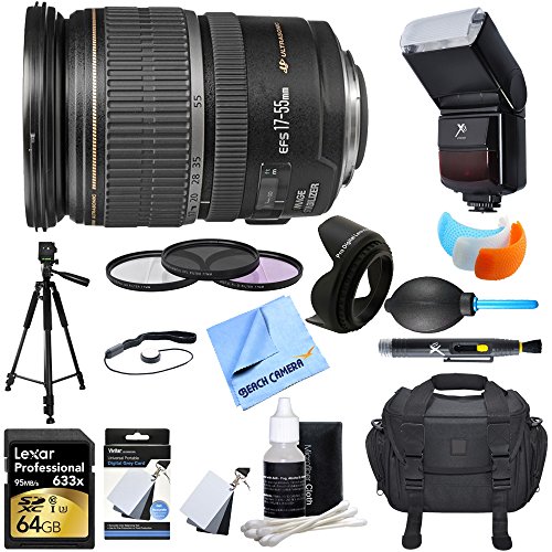 0841434137807 - CANON (1242B002) EF-S 17-55MM F/2.8 IS USM WIDE ANGLE ZOOM LENS ULTIMATE ACCESSORY BUNDLE INCLUDES LENS, 64GB SDXC MEMORY CARD, TRIPOD, 77MM FILTER KIT, LENS HOOD, BAG, CLEANING KIT, BLOWER & MORE