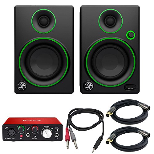 0841434143044 - MACKIE CR SERIES 3 CREATIVE REFERENCE MULTIMEDIA MONITORS (PAIR) (CR3) WITH FOCUSRITE SCARLETT SOLO USB AUDIO INTERFACE, TRS MALE TO TWO TS MALE CABLE & 2X PREMIER SERIES XLR MALE TO FEMALE CABLE