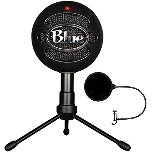 0841434144034 - BLUE MICROPHONES SNOWBALL ICE VERSATILE USB MICROPHONE - BLACK (SNOWBALL ICE BLACK) WITH POP SHIELD UNIVERSAL POP FILTER MICROPHONE WIND SCREEN WITH MIC STAND CLIP