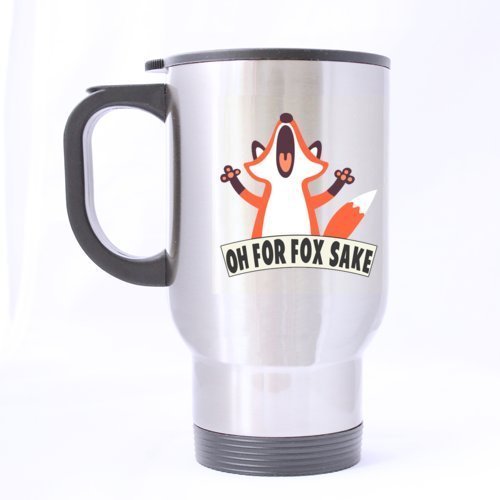 8415493040853 - FUNNY CRAZY FOX OH FOR FOX SAKE STAINLESS STEEL TRAVEL MUG SLIVER 14 OUNCE COFFEE/TEA MUG - PERSONALIZED GIFT FOR BIRTHDAY,CHRISTMAS AND NEW YEAR