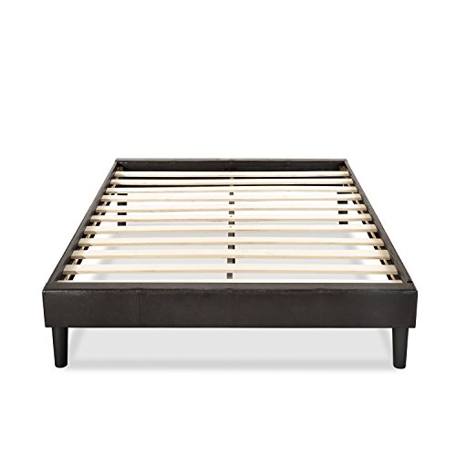 0841550083118 - ESSENTIAL FAUX LEATHER UPHOLSTERED PLATFORM BED FRAME/MATTRESS FOUNDATION, NO BOXSPRING NEEDED, WOODEN SLAT SUPPORT, KING