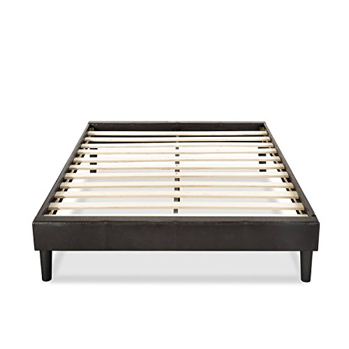 0841550100709 - SLEEP MASTER ESSENTIAL FAUX LEATHER UPHOLSTERED PLATFORM BED FRAME/MATTRESS FOUNDATION, NO BOXSPRING NEEDED, WOODEN SLAT SUPPORT, KING