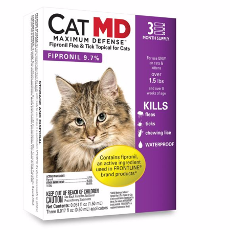 0841664690899 - CAT MD MAX DEFENSE FLEA & TICK TOPICAL FOR CATS (OVER 1.5 LBS) - 6 MONTH SUPPLY
