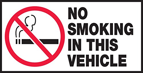 0841669106876 - ACCUFORM SIGNS LSMK503XVE ADHESIVE DURA-VINYL SAFETY LABEL, LEGEND NO SMOKING IN THIS VEHICLE, 1.5 LENGTH X 3 WIDTH X 0.006 THICKNESS, RED/BLACK ON WHITE