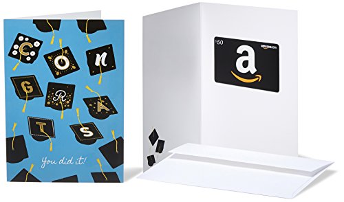 0841710128420 - AMAZON.COM $50 GIFT CARD IN A GREETING CARD (CONGRATS YOU DID IT DESIGN)