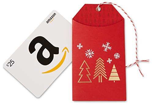0841710140484 - AMAZON.COM $25 GIFT CARD IN A HOLIDAY GIFT TAG (CLASSIC WHITE CARD DESIGN)