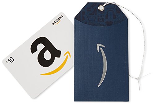 0841710140521 - AMAZON.COM $10 GIFT CARD IN AN AMAZON GIFT TAG (CLASSIC WHITE CARD DESIGN)