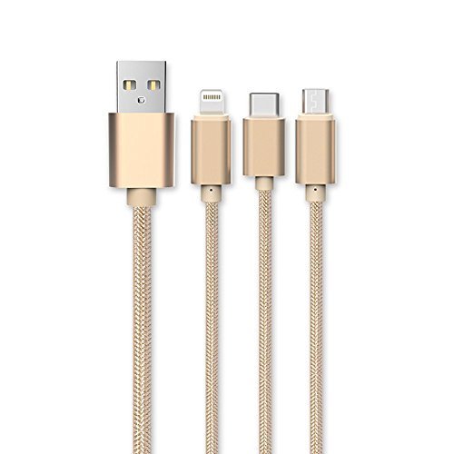 8417831106665 - USB TYPE C CABLE, ANCYBER 3.3FT(1M) 3 IN 1 MULTIPLE USB CHARGING CABLE ADAPTER WITH TYPE C & LIGHTNING & USB CHARGER CONNECTOR