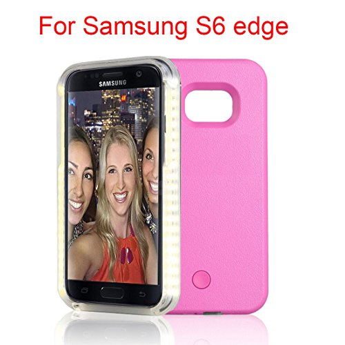 8419221088117 - SAMSUNG GALAXY S6 S6 EDGE PLUS S7 S7 EDGE LED LIGHTED SELFIE LUMINOUS ILLUMINATED EXTERNAL CHARGER CELL PHONE CASE COVER FOR S7 EDGE+ (S6 EDGE ROSE PINK )