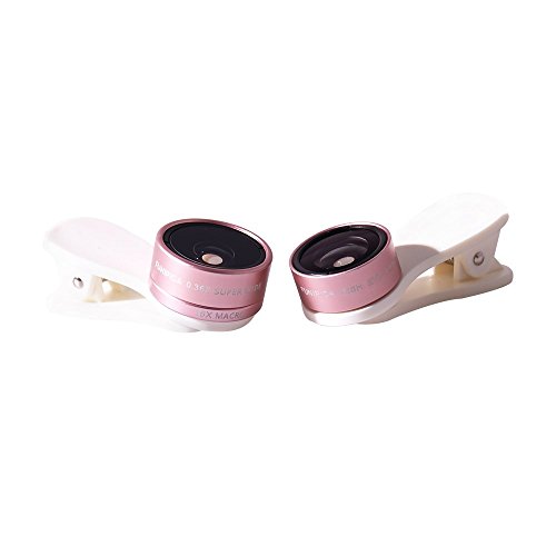 8419221136160 - NEWEST 3 IN 1 CLIP-ON PHONE LENS 180 DEGREE SUPREME FISHEYE + 0.36X WIDE ANGLE + 15X MACRO LENS CAMERA LENS KIT FOR IPHONE SAMSUNG ETC(ROSE GOLD)