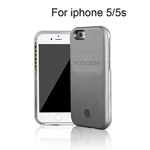 8419221692994 - LED LIGHT SELFIE FILL LIGHT LUMINOUS ILLUMINATED CELL PHONE CASE COVER FOR IPHONE 5 5S EXTERNAL CHARGER BATTERY BACK UP POWER BANK RECHARGEABLE POWER CASE IPHONE 5 5S (SILVER)
