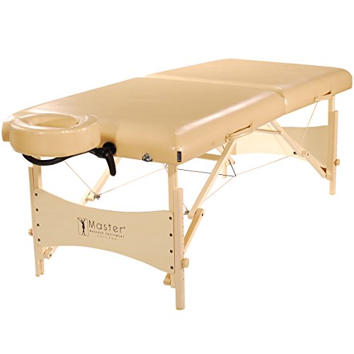 0841930139008 - MASTER MASSAGE BALBOA LUSTER UPHOLSTERY PORTABLE MASSAGE TABLE PACKAGE, CREAM, 30 INCH