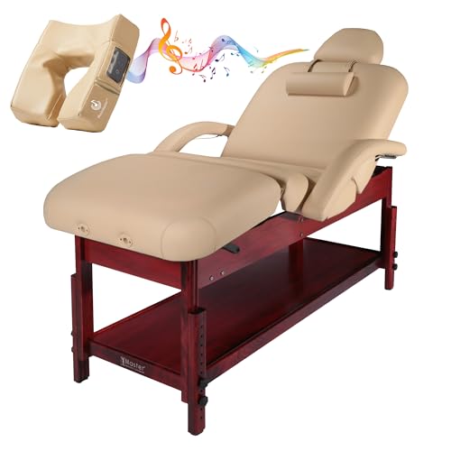 0841930196421 - MASTER MASSAGE 30 CLAUDIA STATIONARY MASSAGE TABLE BEAUTY BED PACKAGE WITH EXTRA MUSICMASTER ERGONOMIC DREAM SOUND FACE CRADLE CUSHION- CREAM