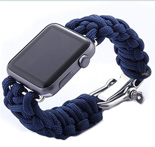 8419391099388 - HAIN@ IWATCH APPLE WATCH ,NEW NYLON ROPE SURVIVAL MOVEMENT BUCKLE STAINLESS STEEL WATCH BAND FOR APPLE WATCH I & II (42MM） (BLUE)