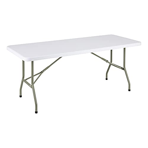 0841994187298 - NORWOOD COMMERCIAL FURNITURE 6 FT MULTIPURPOSE INDOOR OUTDOOR HEAVY DUTY PORTABLE RECTANGULAR BLOW MOLDED PLASTIC FOLDING TABLE (30 W X 72 L) WHITE