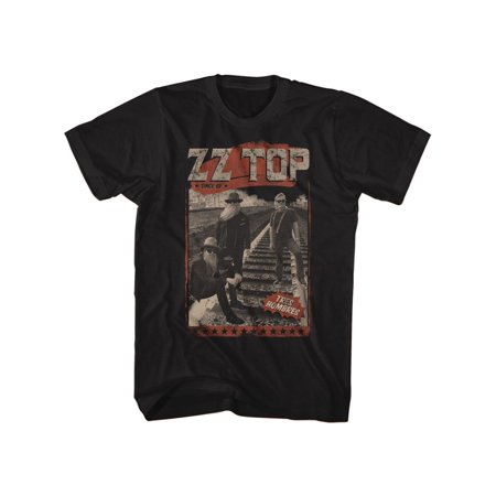 0842079159186 - ZZ TOP ROCK BAND MUSIC GROUP TRES HOMBRES TRAIN TRACKS ADULT T-SHIRT TEE