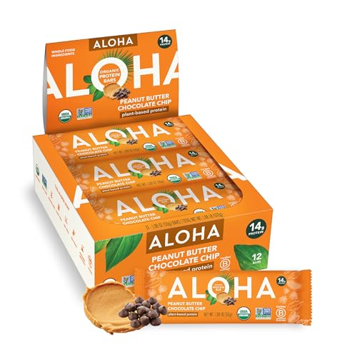 0842096100871 - ALOHA PROTEIN BAR, PEANUT BUTTER CHOCOLATE CHIP 65G, 12 COUNT