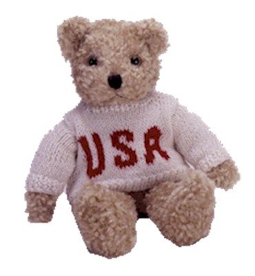 0008421050185 - 1 X TY CLASSIC PLUSH - BABY CURLY THE BEAR (SMALL - USA SWEATER)