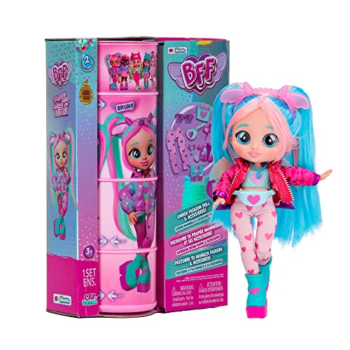 8421134908383 - CRY BABIES BFF BRUNY FASHION DOLL WITH 9+ SURPRISES INCLUDING OUTFIT AND ACCESSORIES FOR FASHION TOY, GIRLS AND BOYS AGES 4 AND UP, 7.8 INCH DOLL, MULTICOLOR