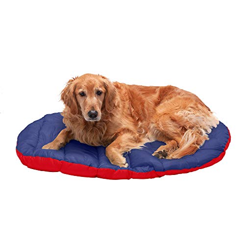 0842229121766 - FURHAVEN PET DOG BED - TRAIL PUP PACKABLE OUTDOOR TRAVEL PET CAMPING PILLOW BED STUFF SACK WITH BAG FOR DOGS AND CATS, FLAME RED AND TRUE BLUE, LARGE