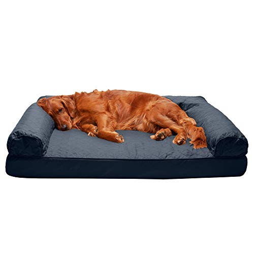 0842229125702 - FURHAVEN PET DOG BED - ORTHOPEDIC QUILTED TRADITIONAL SOFA-STYLE LIVING ROOM COUCH PET BED WITH REMOVABLE COVER FOR DOGS AND CATS, IRON GRAY, JUMBO