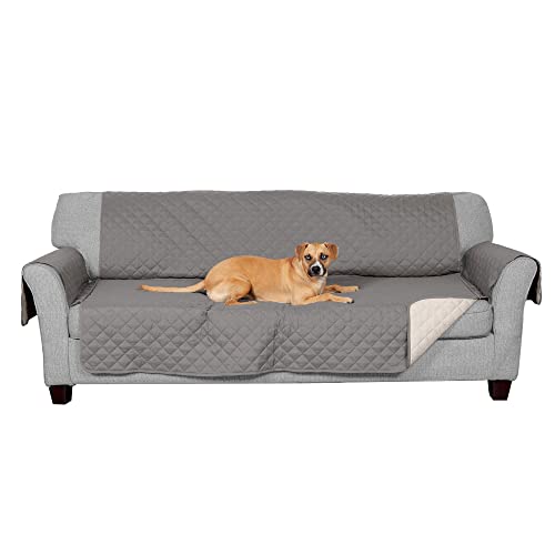 0842229127904 - FURHAVEN FURNITURE COVER FOR DOGS AND CATS - WATER-RESISTANT REVERSIBLE TWO-TONE LIVING ROOM FURNITURE PROTECTOR, WASHABLE, GRAY AND MIST, LARGE SOFA