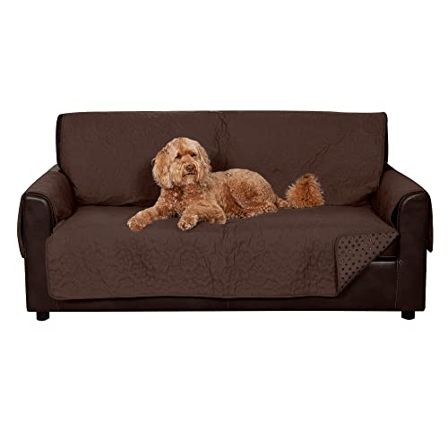 0842229129182 - FURHAVEN PET FURNITURE COVER FOR DOGS AND CATS - WATERPROOF QUILTED PAW DESIGN LIVING ROOM FURNITURE PROTECTOR WITH NON-SLIP BACKING, WASHABLE - ESPRESSO, SOFA