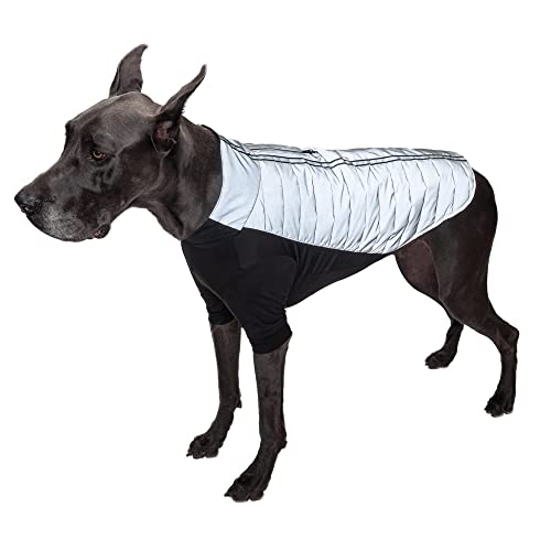 0842229129496 - FURHAVEN PET APPAREL FOR DOGS AND PUPPIES - WATER-REPELLENT REFLECTIVE PRO-FIT JACKET ACTIVE DOG COAT, WASHABLE, CHROME, 2XL (XX-LARGE)