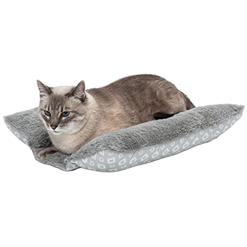 0842229130362 - FURHAVEN CUDDLE LOAF PLUSH & DIAMOND PRINT REVERSIBLE DOG BED - GRAY, SMALL