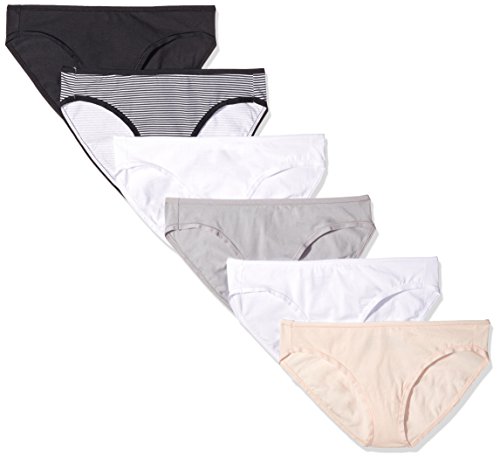 Essentials Women's Cotton Stretch Bikini Panty, 6 Pack