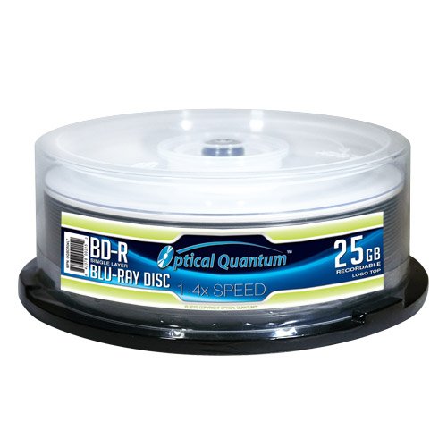 0842378002152 - OPTICAL QUANTUM OQBDR04LT 4X 25 GB BD-R SINGLE LAYER BLU-RAY RECORDABLE LOGO TOP 25-DISC SPINDLE