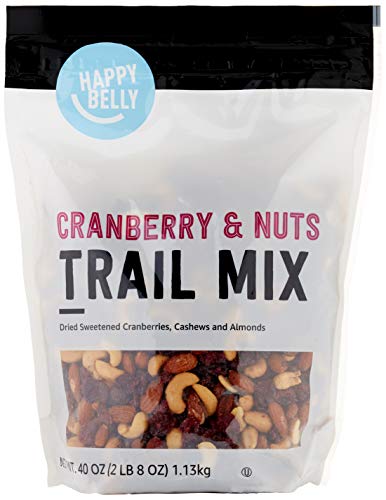 0842379105623 - AMAZON BRAND - HAPPY BELLY CRANBERRY & NUTS TRAIL MIX, 40 OUNCE
