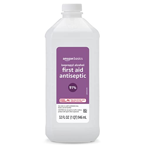 0842379153372 - AMAZON BASICS 91% ISOPROPYL ALCOHOL FIRST AID ANTISEPTIC, 32 FL OZ (PACK OF 1) (PREVIOUSLY SOLIMO)