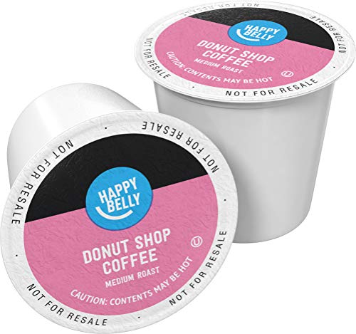 0842379154898 - AMAZON BRAND - HAPPY BELLY MEDIUM ROAST COFFEE PODS, DONUT STYLE, COMPATIBLE WITH KEURIG 2.0 K-CUP BREWERS, 100 COUNT