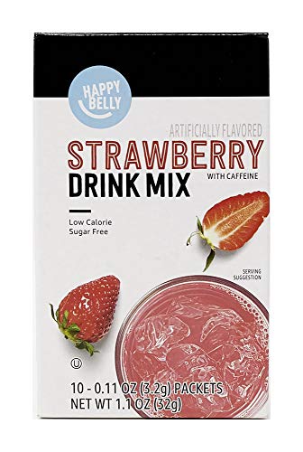 0842379156564 - AMAZON BRAND - HAPPY BELLY DRINK MIX SINGLES, STRAWBERRY, (10 PACKETS) (PREVIOUSLY SOLIMO)