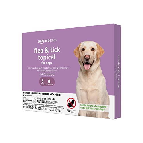 0842379158513 - AMAZON BASICS FLEA AND TICK TOPICAL TREATMENT FOR LARGE DOGS (45-88 POUNDS), UNSCENTED, 3 COUNT (PREVIOUSLY SOLIMO)