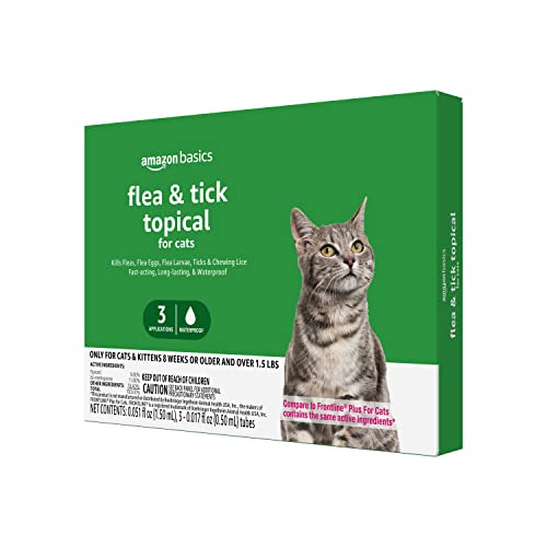 0842379158537 - AMAZON BASICS FLEA AND TICK TOPICAL TREATMENT FOR CATS (OVER 1.5 POUNDS), 3 COUNT (PREVIOUSLY SOLIMO)
