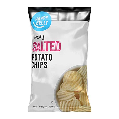 0842379162817 - AMAZON BRAND - HAPPY BELLY WAVY SALTED POTATO CHIPS, 20 OUNCE