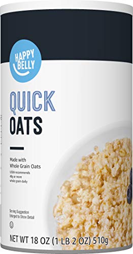 0842379163371 - AMAZON BRAND - HAPPY BELLY QUICK COOK OATS, 18 OUNCE