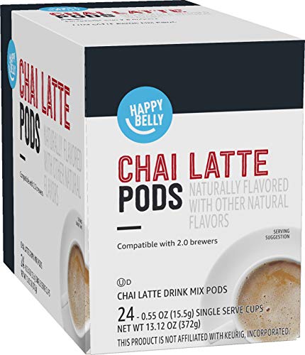 0842379163494 - AMAZON BRAND - HAPPY BELLY TEA PODS COMPATIBLE WITH 2.0 K-CUP BREWERS, CHAI LATTE, 24 COUNT (PREVIOUSLY SOLIMO)
