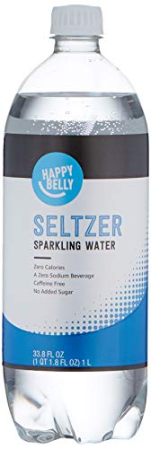 0842379163616 - AMAZON BRAND - HAPPY BELLY SELTZER WATER, 33.8 OUNCE (1L)