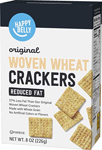 0842379191961 - AMAZON BRAND - HAPPY BELLY WOVEN WHOLE WHEAT CRACKERS, REDUCED FAT, 9 OUNCE