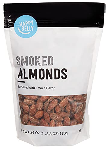 0842379195242 - AMAZON BRAND - HAPPY BELLY SMOKED ALMONDS, 24 OUNCE