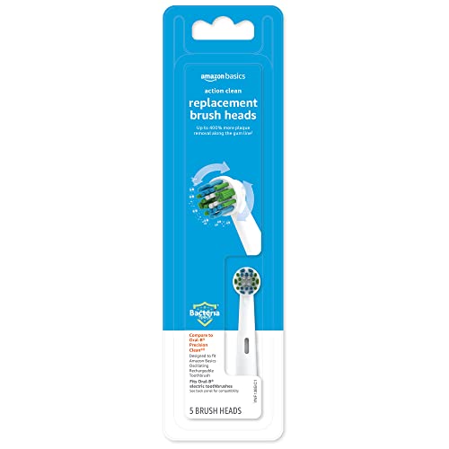 0842379198830 - AMAZON BASICS ACTION CLEAN REPLACEMENT BRUSH HEADS, 3 COUNT, PACK OF 1 (FITS MOST ORAL-B ELECTRIC TOOTHBRUSHES)
