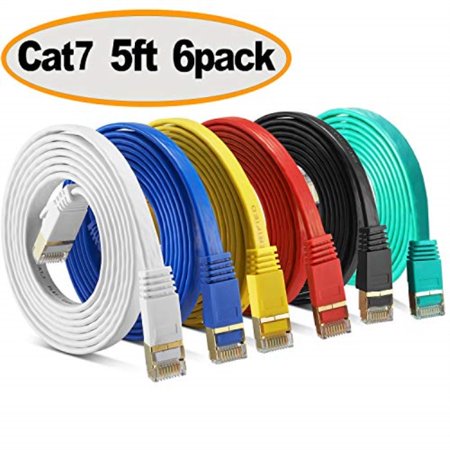 0842411111360 - CAT 7 SHIELDED ETHERNET CABLE 5 FT 5 PACK ( 10GB ) - JADAOL FASTEST CAT7 FLAT ETHERNET PATCH CABLES - INTERNET CABLE FOR MODEM, ROUTER, LAN, COMPUTER,SWITCH - COMPATIBLE WITH CAT 5E, CAT 6 NETWORK