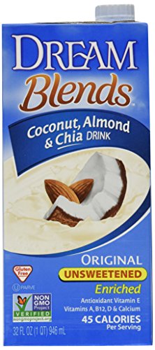 0084253226639 - DREAM BLENDS COCONUT ALMOND & CHIA DRINK ENRICHED UNSWEETENED (NON DAIRY BEVERAGE & GLUTEN FREE) BUY SIX PACKAGES AND SAVE EACH PACKAGE IS 32 FL OZ (PACK OF 6)