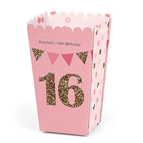 0842576115432 - CUSTOM SWEET 16 - PERSONALIZED 16TH BIRTHDAY PARTY FAVOR POPCORN BOXES - SET OF 12