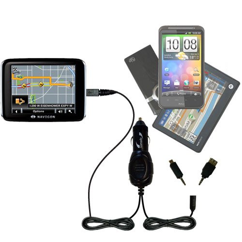 0842623912700 - GOMADIC DUAL DC VEHICLE AUTO MINI CHARGER DESIGNED FOR THE NAVIGON 2200T - USES GOMADIC TIPEXCHANGE TO CHARGE MULTIPLE DEVICES IN YOUR CAR