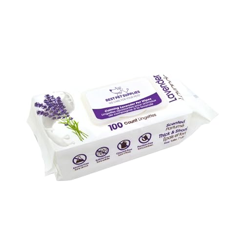 0842637108052 - BEST PET SUPPLIES 8 X 9 PET GROOMING WIPES FOR DOGS & CATS, 100 PACK, PLANT-BASED DEODORIZER FOR COATS & DRY, ITCHY, OR SENSITIVE SKIN, CLEAN EARS, PAWS, & BUTT - CALMING LAVENDER